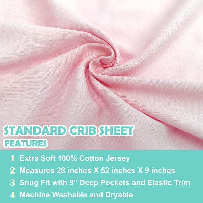 TL Care Fitted Crib Sheet 28" x 52", Soft Breathable Neutral 100% Cotton Jersey Sheet, Pink, for Boys and Girls, Fits Crib and Toddler Bed mattresses - Image 3